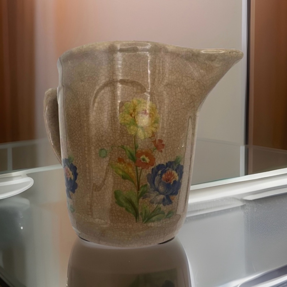 Pitcher Vase Flowers Hotoven Harker The Oldest Pottery in America Chinaware